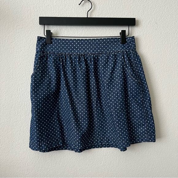 Levi’s white polka dot blue denim skirt side pockets - Picture 1 of 7